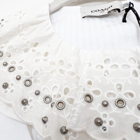 NWT Coach 1941 Ruffle Prairie Mini Dress Size 0 White - Picture 7 of 10